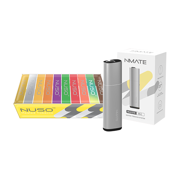 NUSO Heated Tobacco Sticks Starter Kit Pack - 4x tobacco, 6x fruity Packs & Nmate Device