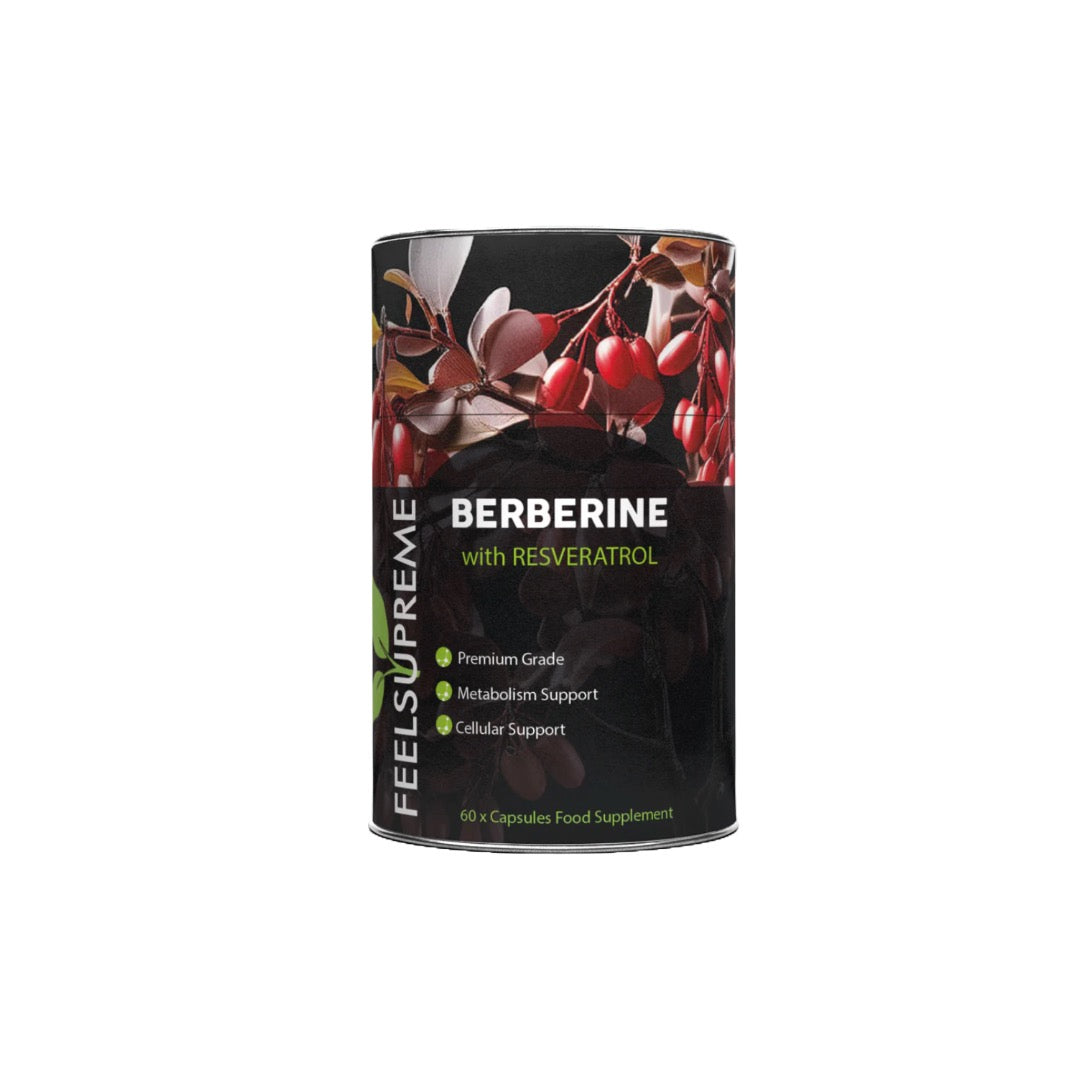 Feel Supreme 400mg Premium Berberine & Resveratrol Supplement Capsules - 60 Caps