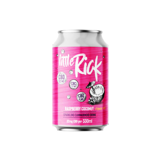 12 x Little Rick 32mg CBD (+CBG) Sparkling 330ml Raspberry Coconut Drink