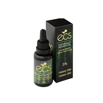 ECS Gold Drops 3% 750mg CBD + 150mg CBG Oil 30ML