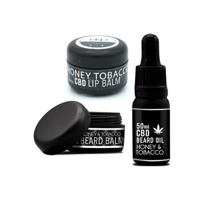 NKD 250mg CBD Triple Pack Honey Tobacco Beard Oil, Lip and Beard Balm Gift Set