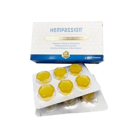 Hempassion 5mg CBD Honey & Citrus Pastilles - 18 Pastilles