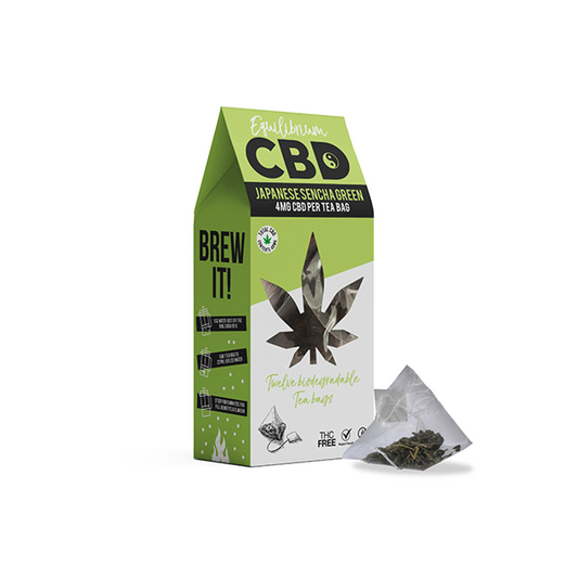 Equilibrium CBD 48mg Full Spectrum Japanese Sencha Tea Bags Box of 12 (BUY 2 GET 1 FREE)